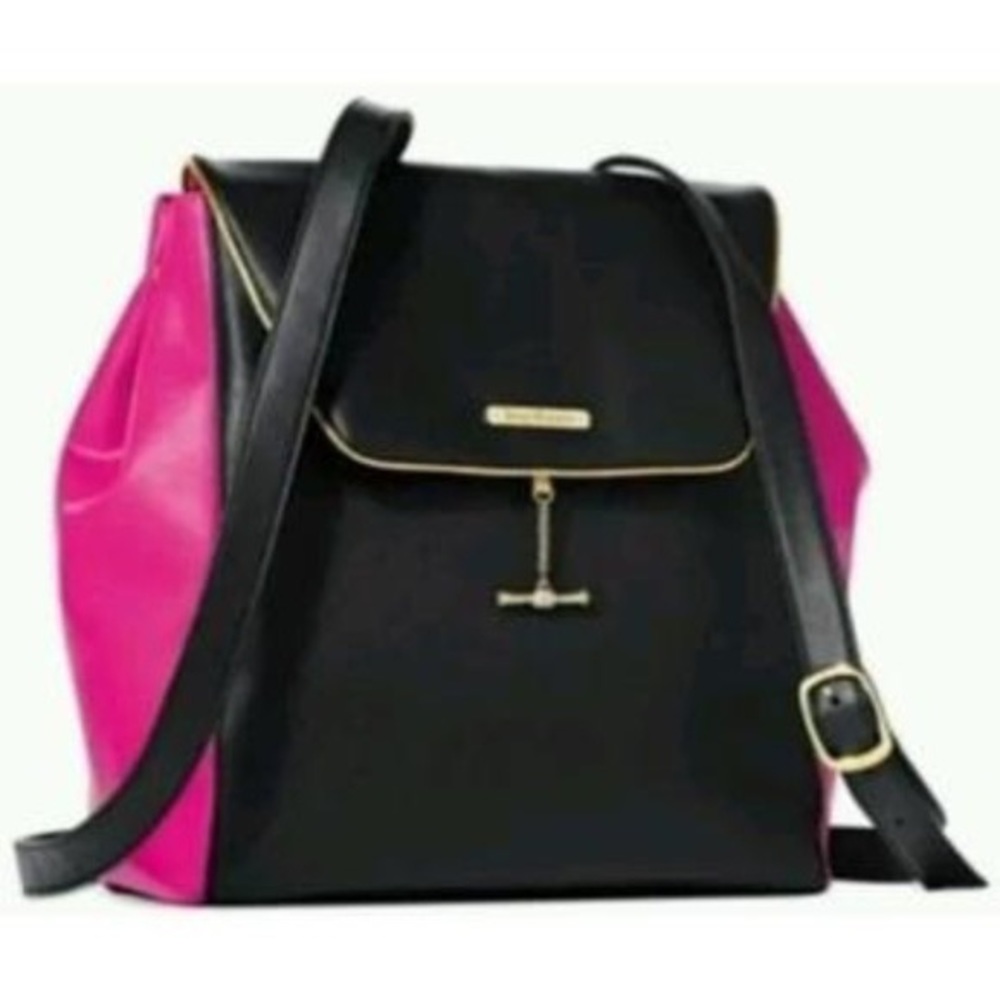 NWT -  Juicy Couture Black & Pink Faux Leather Backpack
